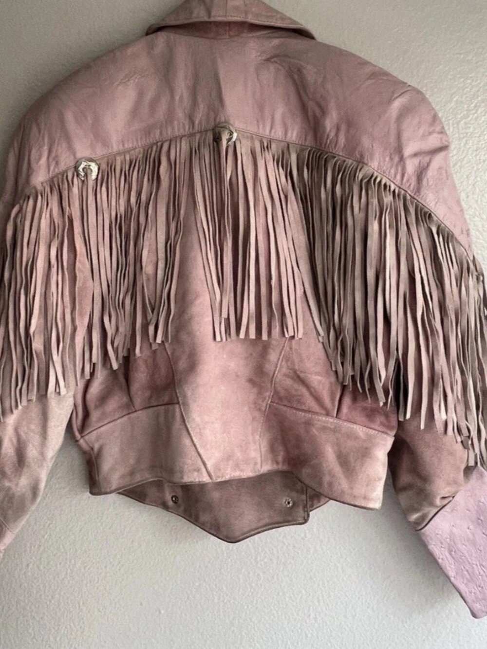 Vintage Phoenix Ostrich Fringe Leather Crop Jacket Womens L Western USA Made - Picture 4 of 15